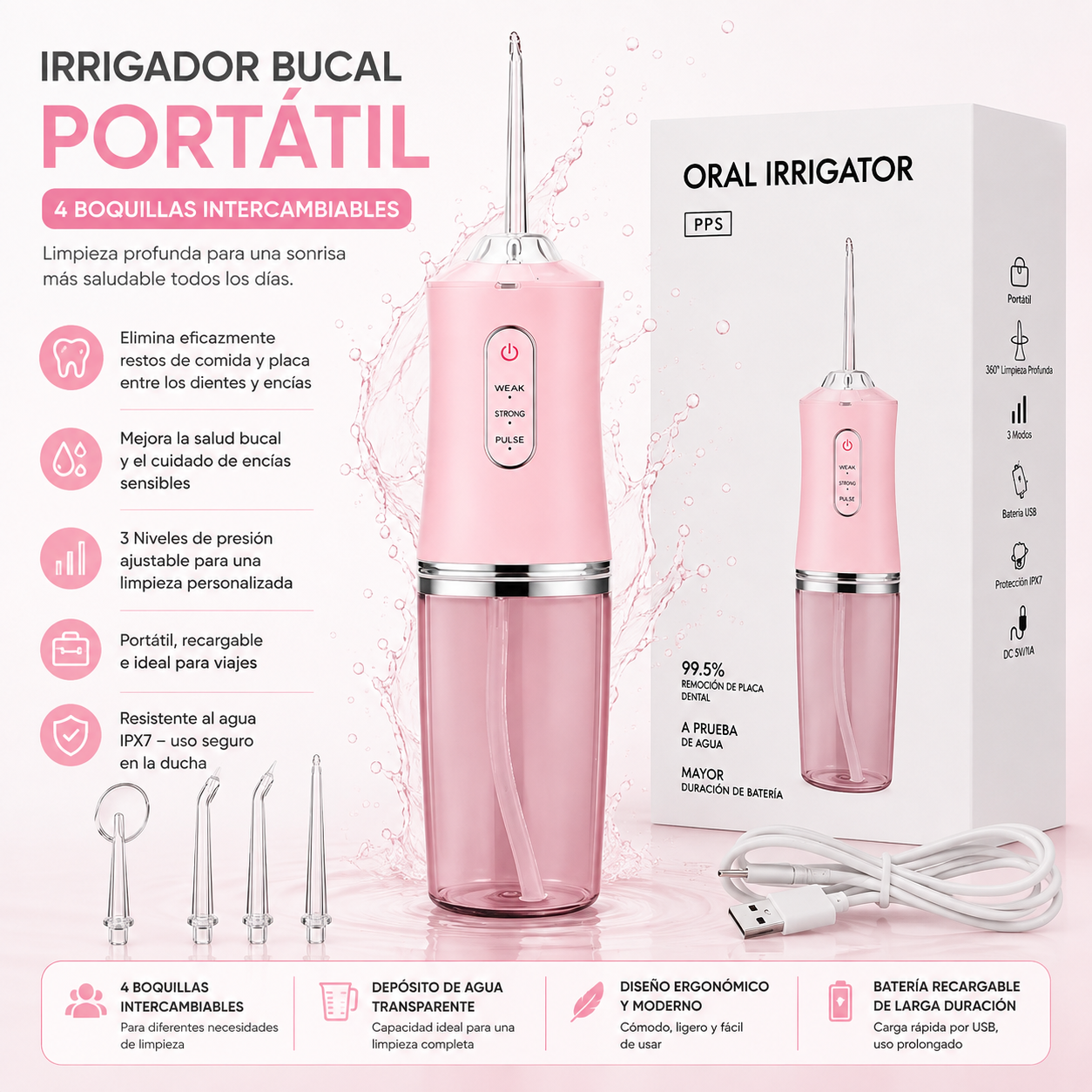 Irrigador Bucal PremiumPro✨ Experimenta una Limpieza Dental Profunda 💦